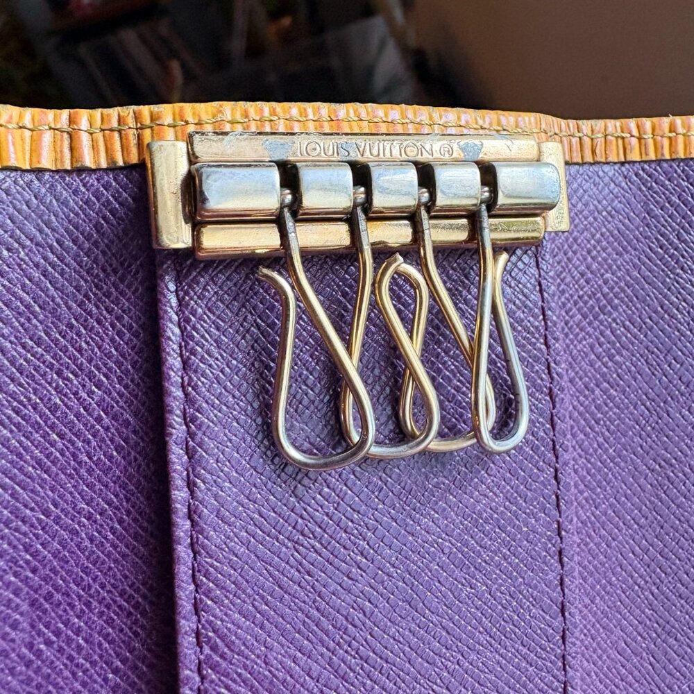 90s Vintage LV Yellow Epi + Purple Taiga Leather SLG 3-way Bundle - Picture 14 of 15